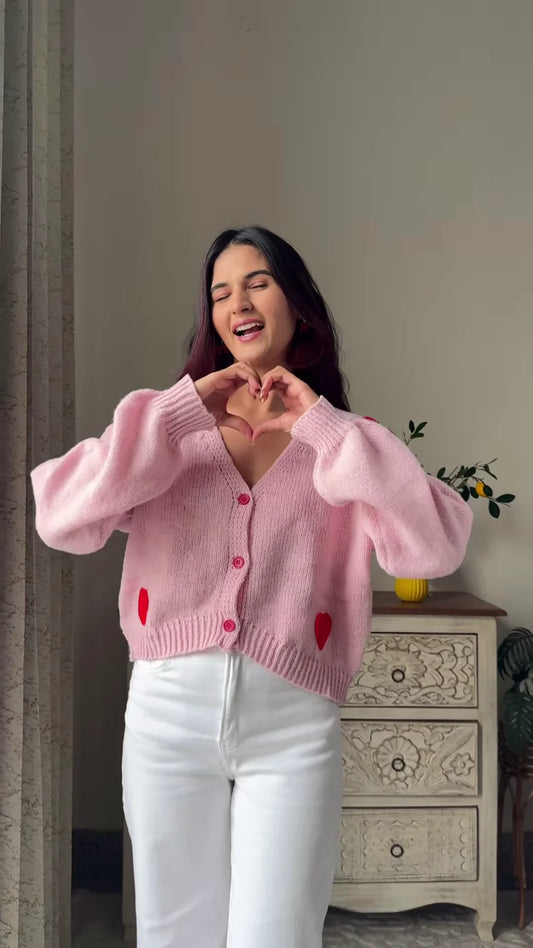 Heart & Ribbon Knitwear Collection 🧶💗 With Embroidery & Bow Accents – Pink & Cream