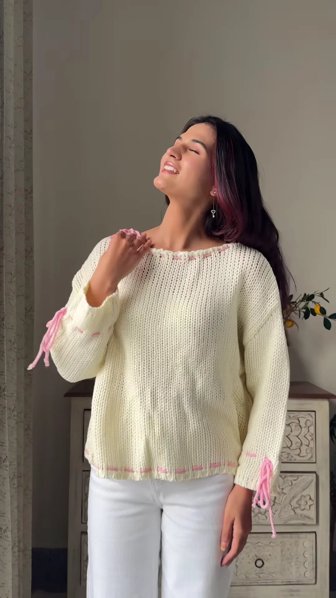 Heart & Ribbon Knitwear Collection 🧶💗 With Embroidery & Bow Accents – Pink & Cream