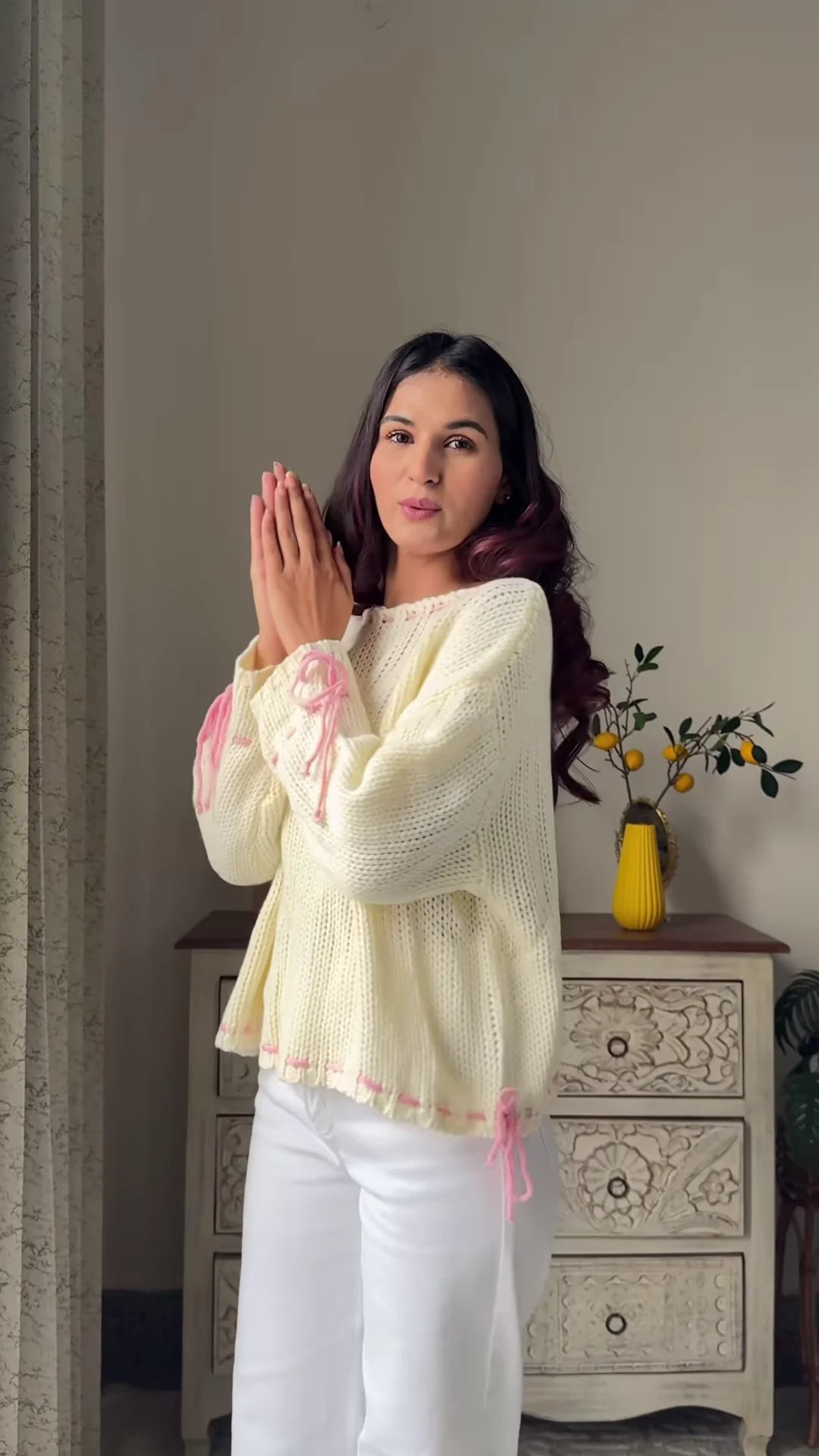 Heart & Ribbon Knitwear Collection 🧶💗 With Embroidery & Bow Accents – Pink & Cream