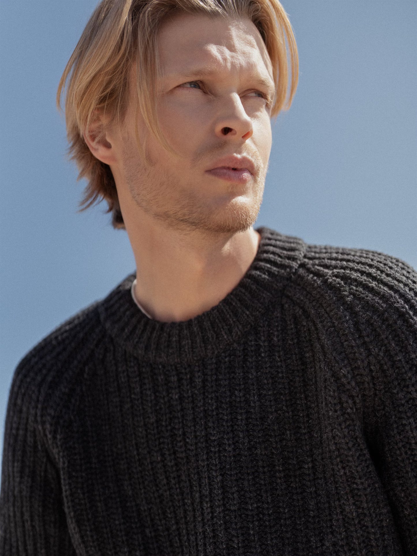 Classic Men Pullover Sweater, Black Wool Sweater Crew Neck for Men, Scandinavian Style Winter Jumper, Merino Wool Pullover / TORO