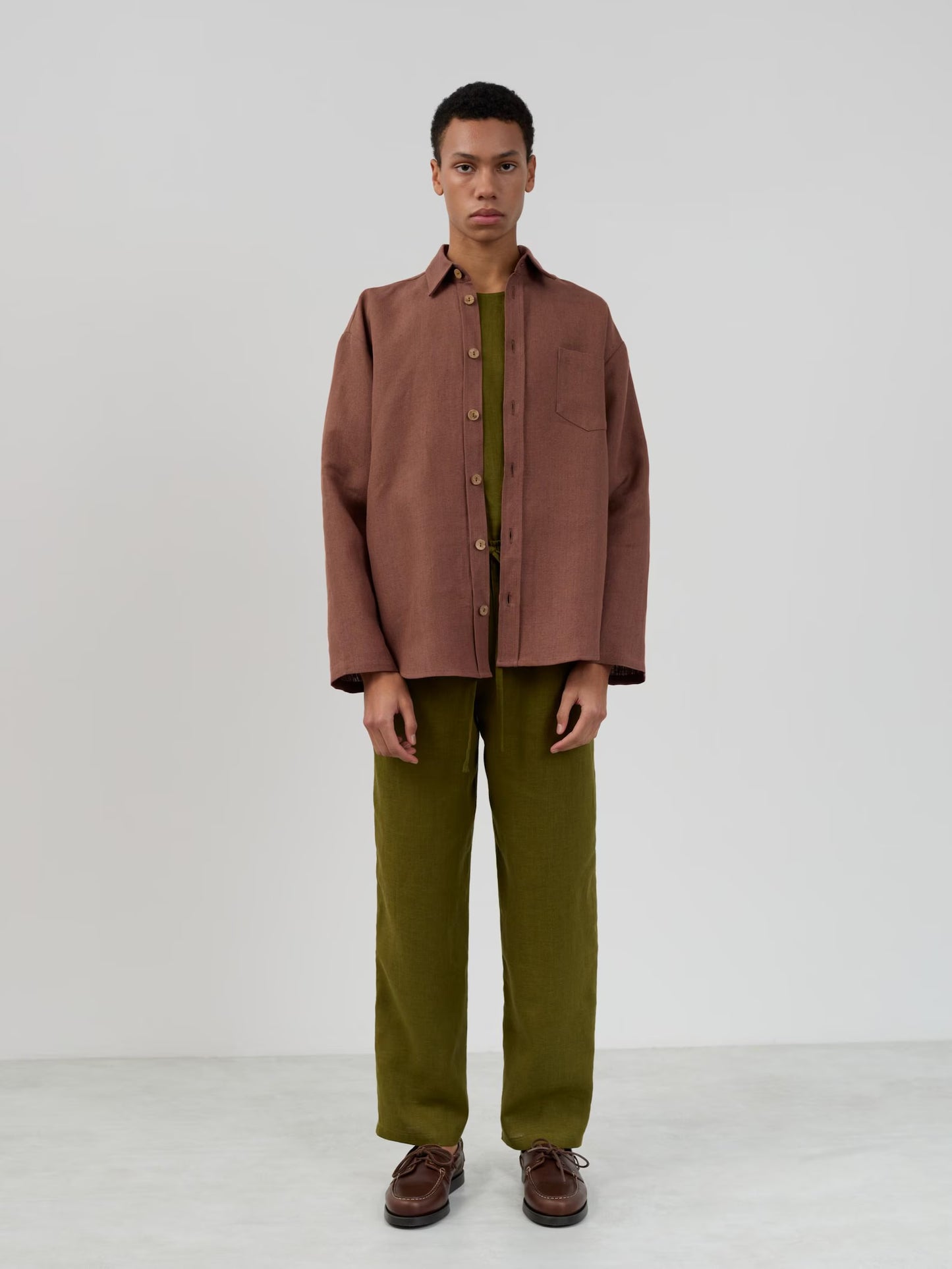 Men’s linen shirt, long sleeve button down, relaxed fit | ALEX