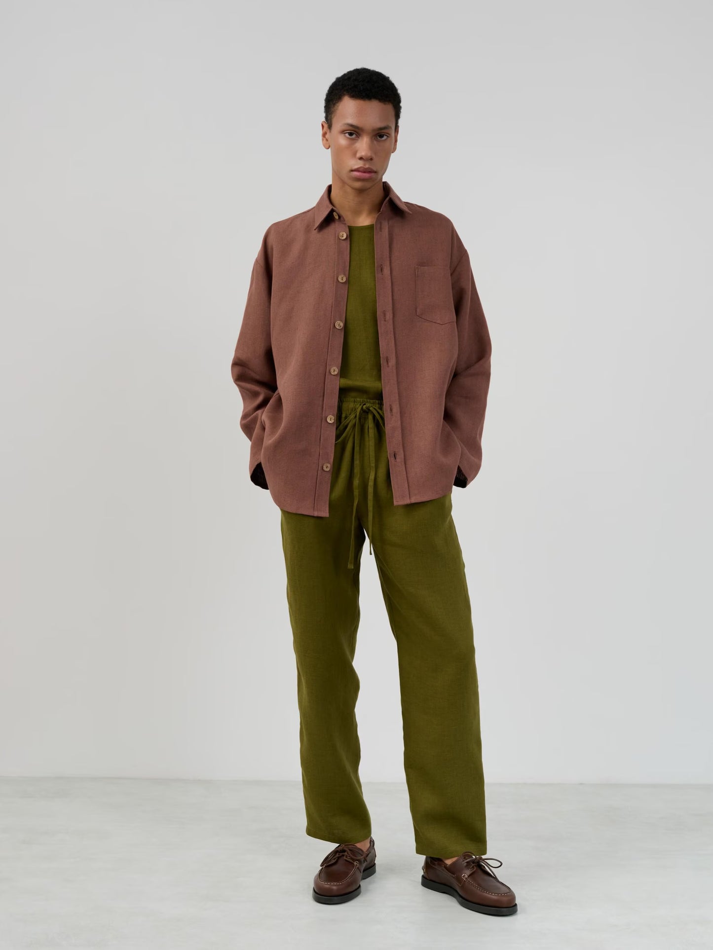 Men’s linen shirt, long sleeve button down, relaxed fit | ALEX